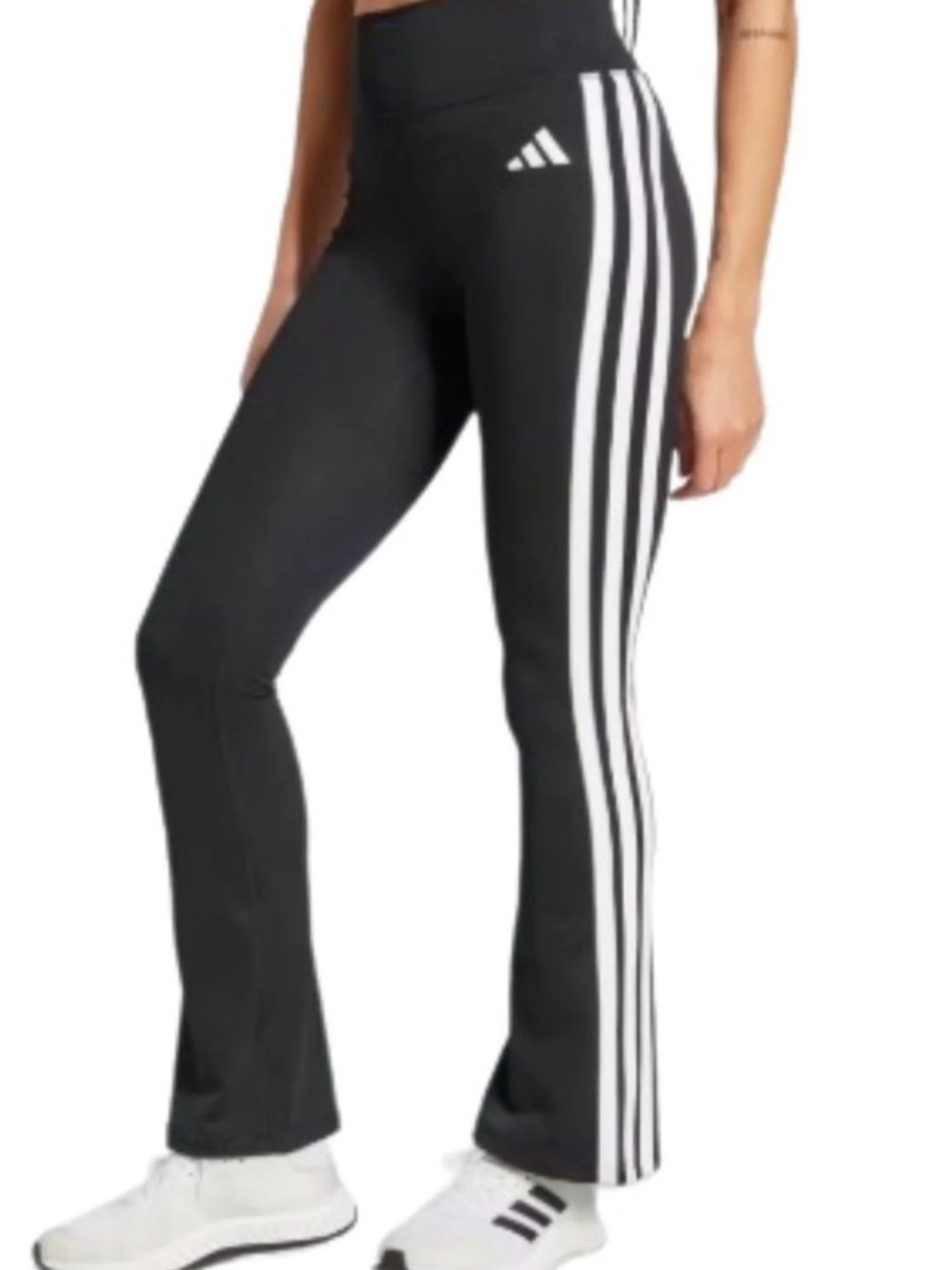 adidas Black Leggings with White Three-Stripe Side Youth L (Fits Women’s Small)